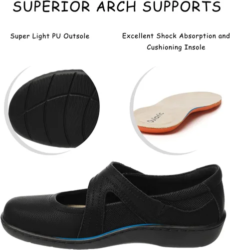 Vista 5 de Zapatos planos clásicos y cómodos Mary Jane para mujer, zapatos de vestir casuales a la moda, bonitos zapatos de vestir con puntera cerrada, ligeros