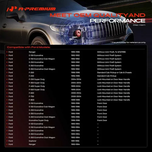 Vista 3 de A-Premium Juego de cilindros y llaves para cerradura de puerta compatible con Ford F-150 F-250 F-350 F-450 F-550 F-650 F-750 F-800 Econoline Club