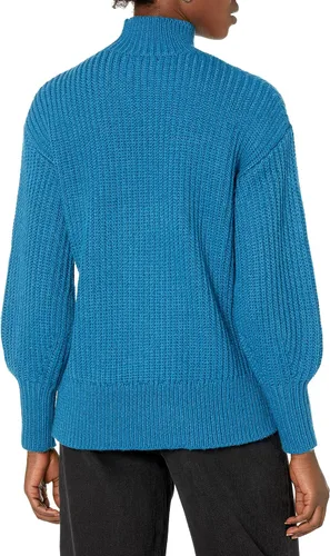 Vista 2 de The Drop INES - Suéter grueso acanalado con cuello alto falso para mujer