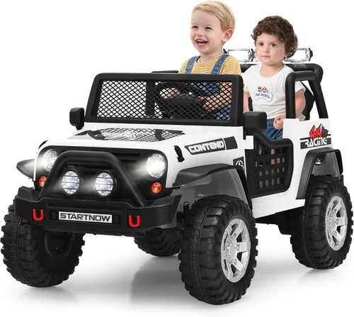 Vista 11 de Costzon - Camioneta de paseo para niños de 2 plazas, vehículo eléctrico con batería de 12 V con control remoto, 2 velocidades, suspensión