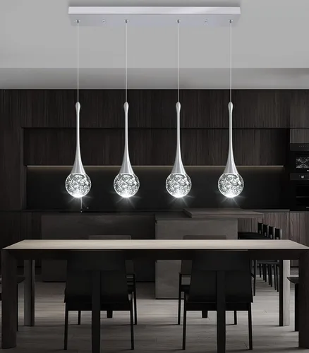 Vista 33 de Lámparas colgantes modernas para isla de cocina, LED, regulable, cristal glamuroso, iluminación colgante de techo para comedor, pasillo, dormitorio