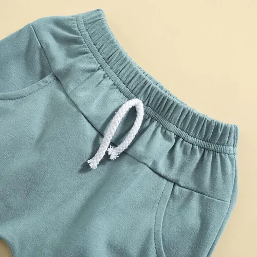 Vista 49 de Conjunto de ropa casual de manga corta con botones y pantalones cortos de lino para bebés y niños pequeños
