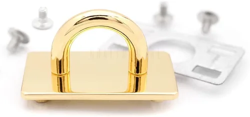 Vista 2 de CRAFTMEMORE 2 juegos de placa rectangular con anillo en D de 5/8 pulgadas con conector de puente de rosca para bolso, collar decorativo, gargantilla