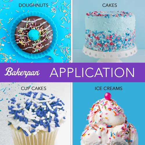 Vista 2 de Bakerpan Gránulos Jimmies azules y blancos - 4.3 onzas de gránulos para decorar pasteles - Gránulos azules comestibles para magdalenas, helados