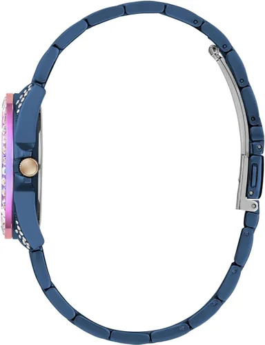Vista 4 de GUESS US - Reloj analógico de cristal azul e iridiscente para mujer, Arco iris