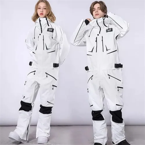 Vista 3 de SJYDQ - Traje de esquí de invierno de una pieza para hombre, traje de nieve cálido para mujer, traje de nieve para snowboard, traje de esquí y nieve