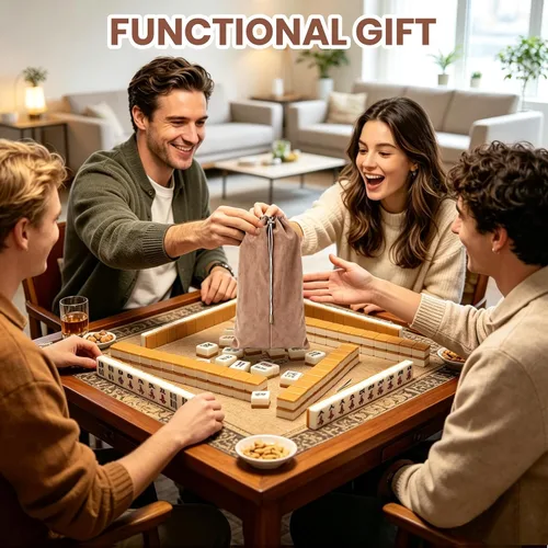 Vista 5 de Mahjong - Bolsa de terciopelo con 4 compartimentos protectores individuales marrón camello
