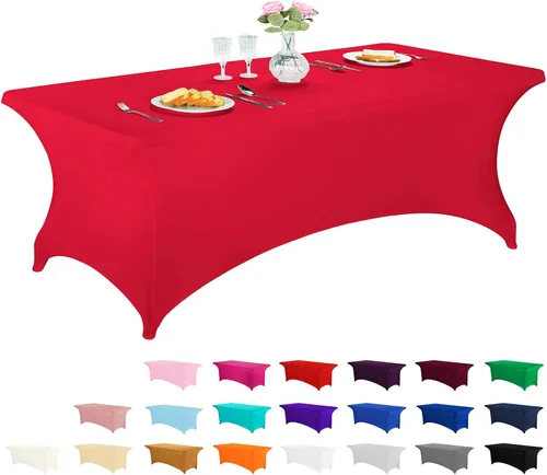 Vista 42 de LZY Cubierta de Mesa Elástica Ajustable de Spandex para Mesa Plegable de 6 pies, 4 pies o 8 pies, Mantel de Cóctel Rectangular, Perfecto para Champn