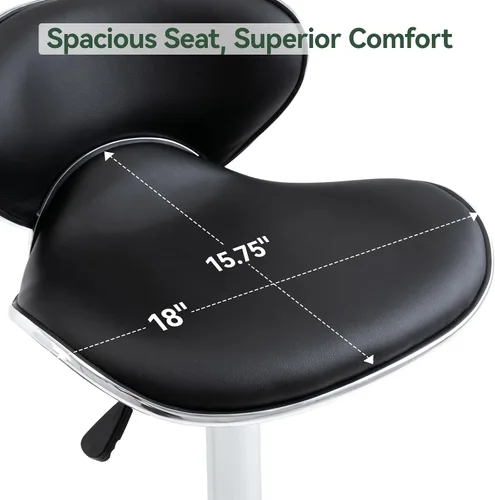 Vista 6 de Vogue Furniture Direct Taburetes de Bar Ajustables de Cuero PU, Taburetes Modernos Giratorios de Elevación Neumática con Respaldo, Sillas de Altura