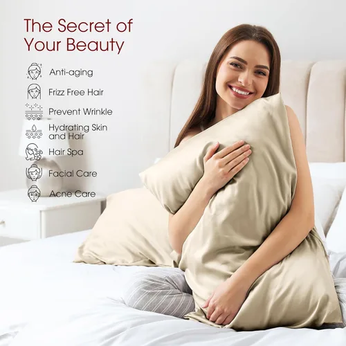 Vista 5 de Juego de 2 fundas de almohada de seda 100% de tamaño estándar, fundas de almohada de seda de morera para cabello y piel, juego de 2, seda de la más