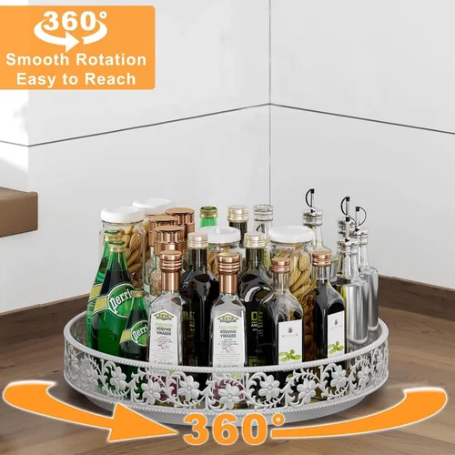 Vista 2 de Lazy Susan - Organizador giratorio de 10 pulgadas, estante de especias giratorio de 360 grados Lazy Susan para gabinete, mesa de comedor, encimera