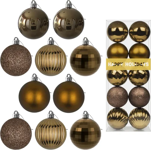 Vista 99 de Esferas pequeñas de Navidad de bronce y dorado de 1.6 pulgadas, adornos para decoración de árbol de Navidad, bolas colgantes inastillables