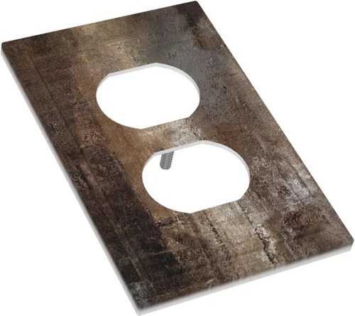Vista 3 de Taupe Beige Marrón Gris Abstracto Arte 1-Banda Interruptor de Luz Doble de Recepción Placa de Pared Toma Cubiertas Eléctricas Decorativas Modernas