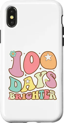 Vista 5 de 100 Days Brighter Happy 100th Day of School Groovy Kids Girl Case for iPhone XR
