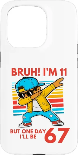 Vista 14 de Bruh I'm 11 But One-Day I'll Be 67 Retro 11th Birthday Kids Case for iPhone 17