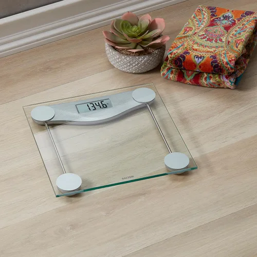Vista 7 de Salter Glass - Báscula digital de baño, primera báscula de baño digital para peso corporal en la serie E-Tech, transparente