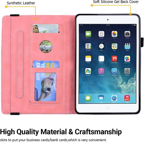 Vista 2 de Dteck Funda para iPad mini 5/4/3/2/1 - [Diseño de flores en relieve] Funda tipo folio clásica