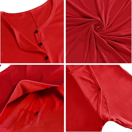Vista 5 de COLORFULLEAF Ropa interior térmica de algodón para hombre, trajes de unión Henley Onesies capa base
