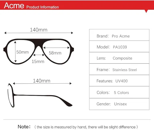 Vista 6 de Pro Acme Navigator Gafas de sol para hombres y mujeres piloto cuadrado doble puente metal Sunnies con lentes mejoradas