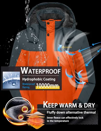 Vista 4 de GEMYSE chaqueta de esquí para hombre impermeable rompevientos para la nieve