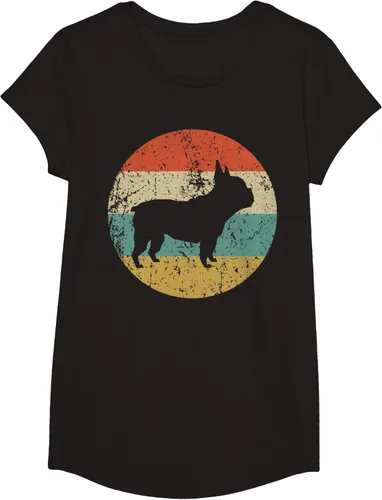 Vista 5 de Camiseta de perro retro de Bulldog Francés Negro