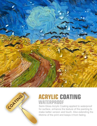 Vista 5 de IPIC - Campo de trigo con cuervos, reproducción artística de Vincent Van Gogh. Lienzo de giclée para decoración del hogar 10#F (20 x 16)