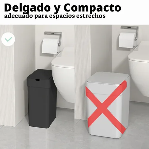 Vista 6 de ELPHECO Basurero de baño con tapa, paquete de 2 botes de basura automáticos, 2.5 galones + 4 galones con sensor de movimiento inteligente