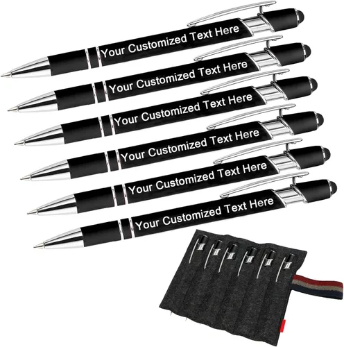 Vista 10 de EAQ Bolígrafos personalizados grabados personalizados con punta de lápiz capacitivo, bolígrafos con nombre de texto y mensaje para aniversarios