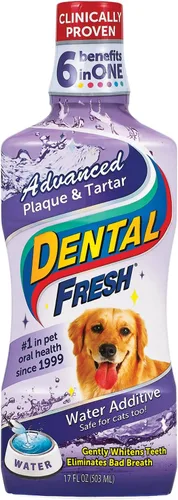 Vista 11 de Dental Fresh Aditivo de agua para perros y gatos, fórmula avanzada, 8 onzas líquidas, placa y sarro para cuidado bucal diario