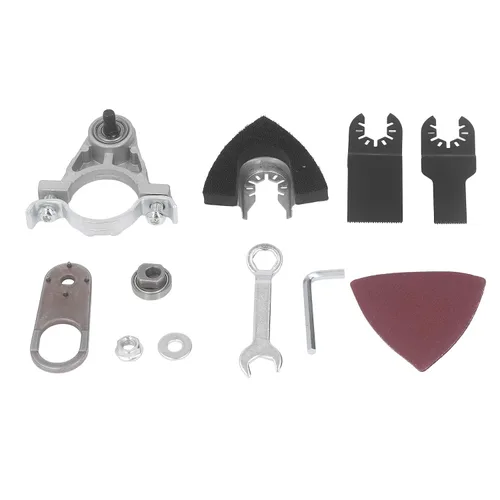 Vista 7 de Gonetre Convertidor de amoladora angular de acero de tungsteno – Kit adaptador de herramienta oscilante con cuchillas para roscas M10 – Accesorios