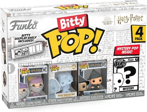 Vista 17 de Funko Bitty POP! HP - Harry en Robe con Bufanda, Pack de 4 - Harry Potter, Draco Malfoy, Dobby y una Mini Figura Misterio Sorpresa - 2.2 Cm