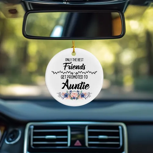Vista 3 de Only The Best Friends Get Promoted to Auntie - Adornos de cerámica para mujeres, regalo para mujeres, anuncio de bebé, árbol de Navidad, adornos