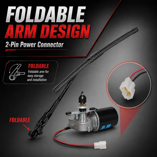 Vista 10 de Kit de limpiaparabrisas UTV de 12 V con hoja de 16 pulgadas, conjunto de motor de barrido de 90° Kit de limpiaparabrisas eléctrico Polariss RZR