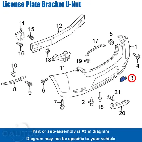 Vista 3 de 20 piezas de soporte para placa de matrícula con tuerca hexagonal encapsulada 01241-01051 para Nissan 370Z Armada Cube Frontier Leaf Pathfinder