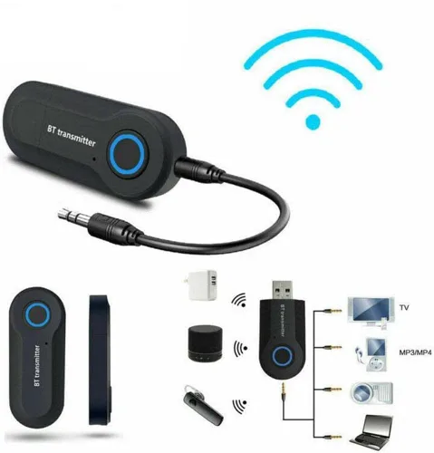Vista 5 de Adaptador de transmisor Bluetooth, transmisor USB estéreo portátil inalámbrico para dispositivos de audio de 0.138 in y conexiones RCA, Bluetooth