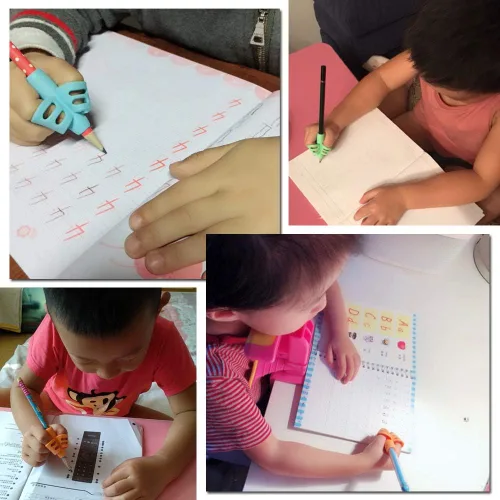 Vista 7 de Empuñaduras para lápices, empuñaduras de lápiz para escritura a mano para niños, juego de agarre de escritura para niños, herramienta de corrección