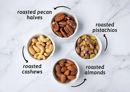 Vista 7 de Food to Live Mezcla prémium de cuatro nueces, 8 onzas, una mezcla de pistachos tostados secos, almendras, nueces, anacardos y almendras con sal