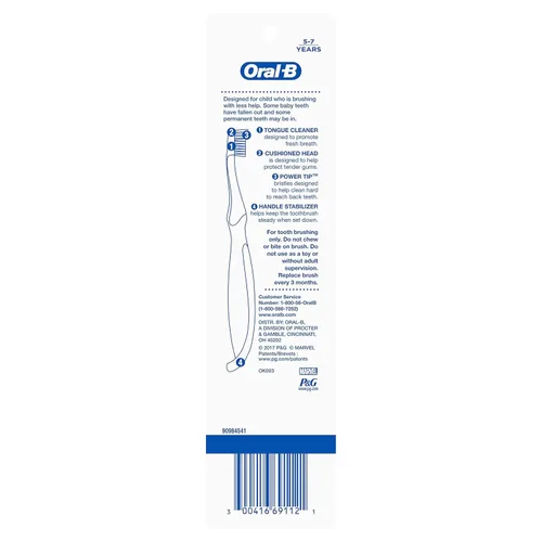 Vista 2 de Oral-B Pro-Health Stages Avengers Assemble Cepillo de dientes (suave) 5-7 años de edad, dos unidades.