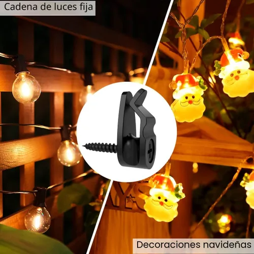 Vista 6 de GEZIDEA Ganchos para colgar luces de cadena, ganchos de rosca para colgar luces de Navidad, clips de luz LED de hadas, negro, paquete de 50