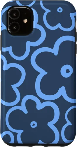 Vista 8 de Funda para iPhone 12 Mini con diseño floral azul marino y azul claro