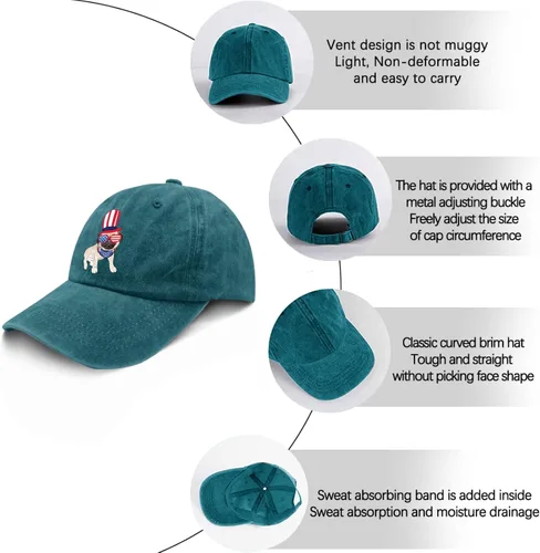 Vista 6 de Dad Hats Pug Dog Dad Hats for Women Vintage Denim Hat Adjustable