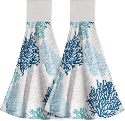 Vista 36 de Poppy Flower Hanging Hand Towels Set of 2,17x12 Inch Watercolor Chinoiserie Yellow Black Floral Soft Absorbent Dish Cloth Tie Towel for Kitchen