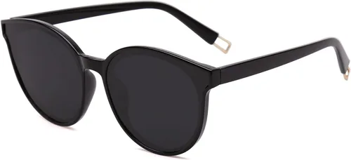 Vista 9 de SOJOS Gafas de sol redondas de moda para mujeres y hombres, estilo vintage de gran tamaño SJ2057 Tortuga ámbar/gris