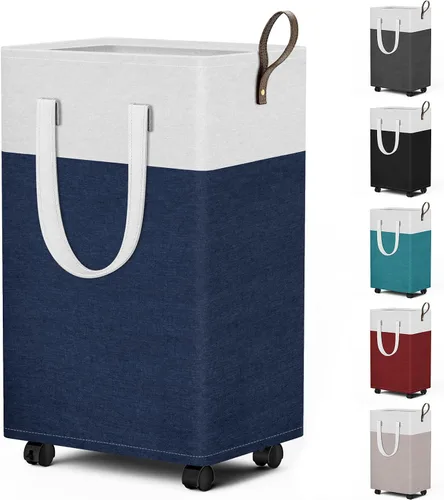 Vista 12 de HomeHacks - Cesta de lavandería rodante de 75L con ruedas, cesta de ropa plegable e impermeable, cesta de ropa móvil, contenedores de almacenamiento