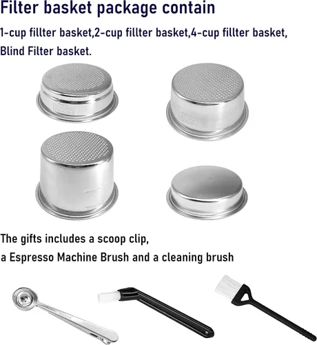 Vista 4 de NEOUZA Cesta de filtro de acero inoxidable de 2.008 in de taza para portafiltro sin fondo de expreso, compatible con máquina de café Delonghi