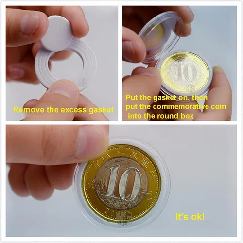 Vista 4 de Soporte para cápsulas de monedas de madera, caja de almacenamiento de monedas con junta de espuma para suministros de colección de monedas
