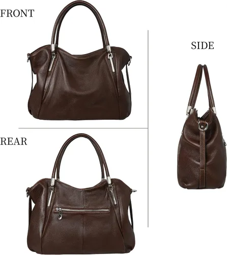 Vista 5 de HESHE Bolsos de cuero para mujer, bolsos de diseñador Hobo, bandolera, bolso de hombro, bolso de mano de trabajo