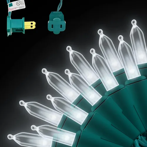 Vista 8 de 150 unidades de luces de Navidad LED mini de color blanco cálido, 50 pies de cable marrón, con certificación UL, conectables, luces de Navidad