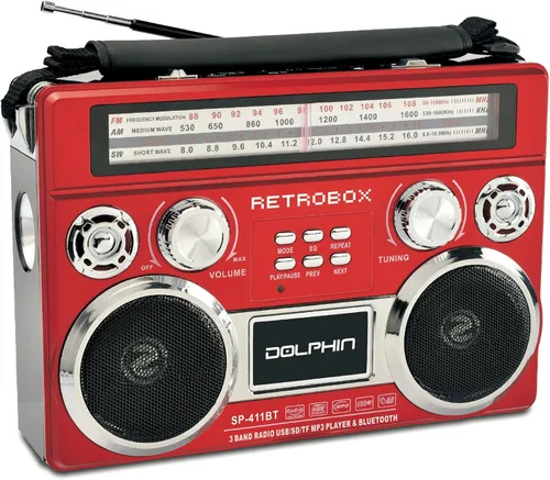 Vista 7 de Dolphin Radio AM/FM portátil Bluetooth RETROBOX (negro)