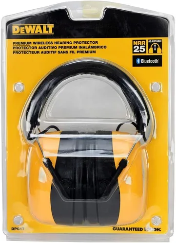 Vista 4 de DEWALT DPG17 Protección auditiva recargable Bluetooth, Negro/Amarillo, Diadema ajustable, NRR 25
